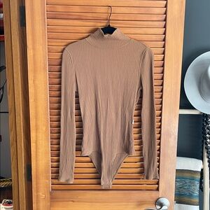 Vuori Ribbed Brown Long Sleeve Bodysuit